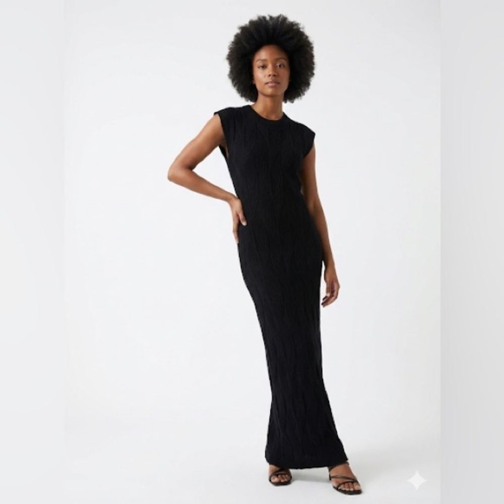 Vince Camuto minimalist black knit column midi dress XL